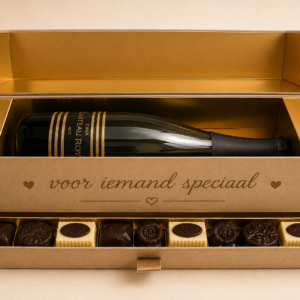Luxe cavabox met belgische pralines (eigen opschrift mogelijk)