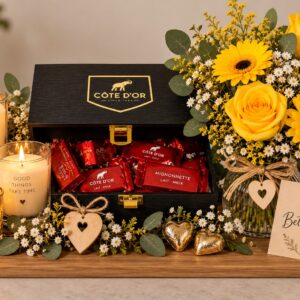 Luxe Cote D'or beterschapsgeschenk met bloemen