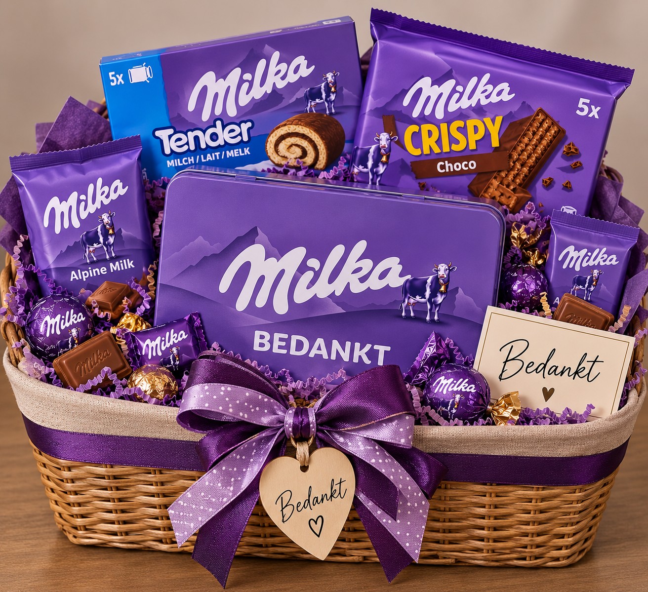 Milka bedank mandje